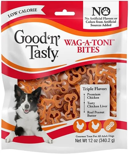 Vista 12 de Good 'n' Tasty Pilas de triple sabor con queso, 9 onzas, aperitivos de tamaño bocado para perros con pollo premium y queso real