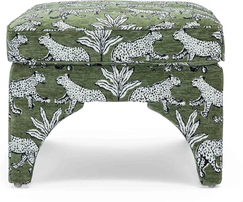 Vista 5 de Tov Furniture Raji Jacquard Otomana (Leopardo Verde Oliva)