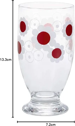 Vista 9 de ADERIA Retro Glass with Stand with Flowers, 11.2 fl oz (335 ml), Gift Box, Made in Japan, Cup, Wedding, Celebration, Beer, Stylish, Present