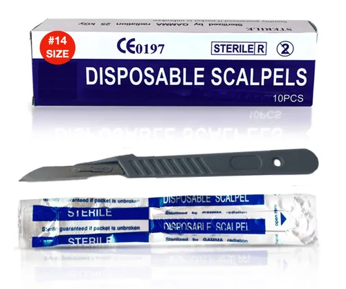 Vista 14 de MedHelp Escalpelos Desechables 10 - Herramienta de Dermaplaning Escalpelos 10 con Mango de Plástico, Hojas de Dermablade de Acero de Alto Carbono