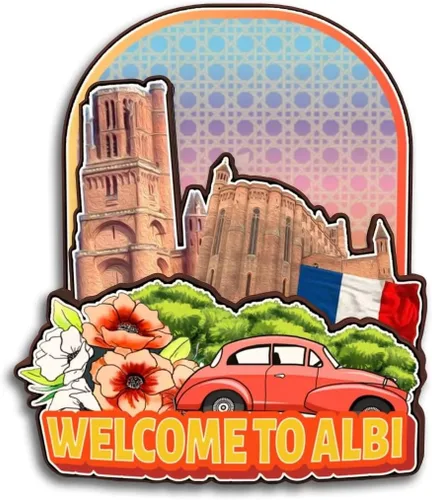 Albi Occitanie France - Imán de madera para nevera, colección de madera 3D, hecho a mano, recuerdos de la ciudad de viaje, imán para nevera,