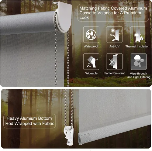 Vista 2 de Persilux Persianas solares con cable de tamaño personalizado para ventanas, persianas enrollables con 3% de apertura, protección UV, ignífugas