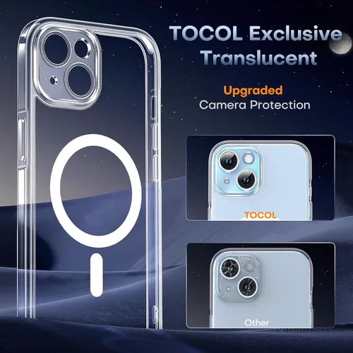 Vista 494 de TOCOL Funda para iPhone 11, compatible con Magsafe, protección completa de cámara, imanes integrados, protección contra caídas, funda translúcida