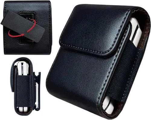 Funda para teléfono con cinturón para Galaxy Z Flip 7/6/5/4/3, funda de cuero giratoria 360 grados, soporte para teléfono con clip para cinturón