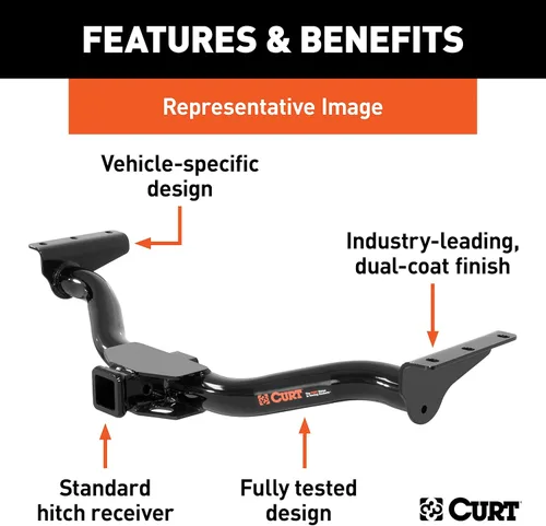 Vista 3 de CURT Enganche de remolque 13504 Clase 3, receptor de 2 pulgadas, compatible con Select Maverick