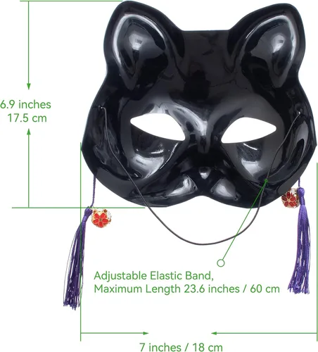 Vista 5 de Kitsune Inu Boku - Lindo gato japonés para cosplay, media máscara, Navidad