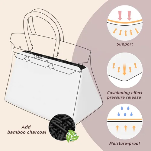 Vista 2 de DGAZ Inserto moldeador de almohada para bolso, moldeadores de bolsos de lujo, espuma viscoelástica, se adapta a bolsas Birkin 25303540 (blanco, BK35)
