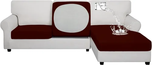 Vista 36 de Easy-Going Fundas de cojín 100% impermeables de 3 piezas para sofá seccional, izquierdo/derecho en forma de L, funda antideslizante para sofá, 2