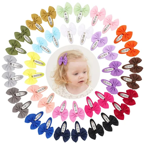 Vista 10 de 40 lazos para el pelo de bebé a presión para niñas, cinta de grogrén totalmente doblada de 2 pulgadas, accesorios para bebés, niñas, recién nacidos