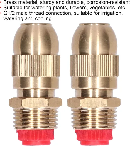 Vista 8 de Boquilla de aspersor, cabezal de rociado de agua de riego de jardín, 2 piezas de rosca macho de 1/2 rosca ajustable para riego de jardín y césped
