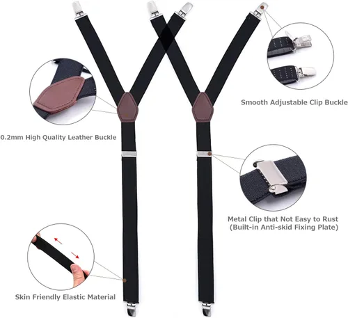 Vista 3 de BenRan 24 Pack Shirt Stays for Men Y-Style Adjustable Elastic Shirt Garters Holders Non-Slip Locking Clamps Shirt Tucker