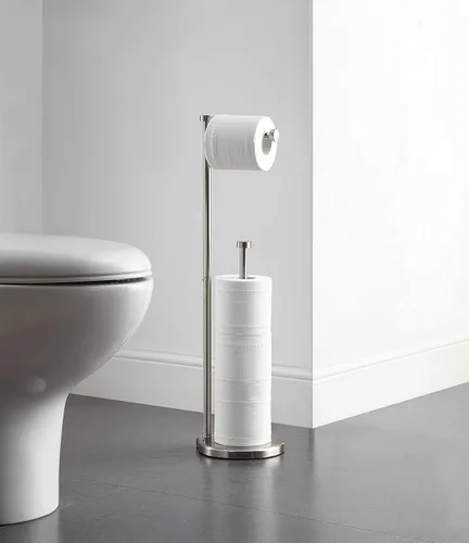 Vista 2 de SunnyPoint Soporte de papel higiénico de baño independiente con reserva, el área de reserva tiene suficiente espacio para rollo jumbo