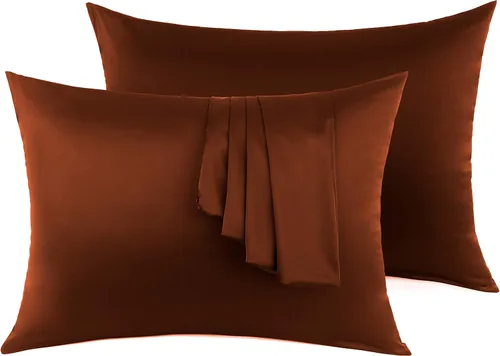 Vista 11 de Vernia juego de 2 fundas de almohada de seda natural para el cabello y la piel, ambos lados de 19 momme y 600 hilos con cremallera oculta Negro