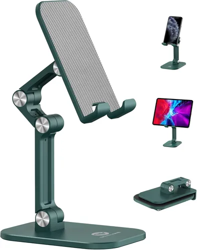 Vista 15 de OCYCLONE Soporte para teléfono, altura y ángulo ajustable, soporte plegable para teléfono celular para escritorio, soporte más alto para iPhone Beige