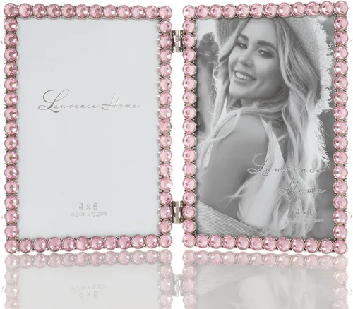 Vista 13 de Marco doble brillante de metal plateado 4x4 - Lila brillante