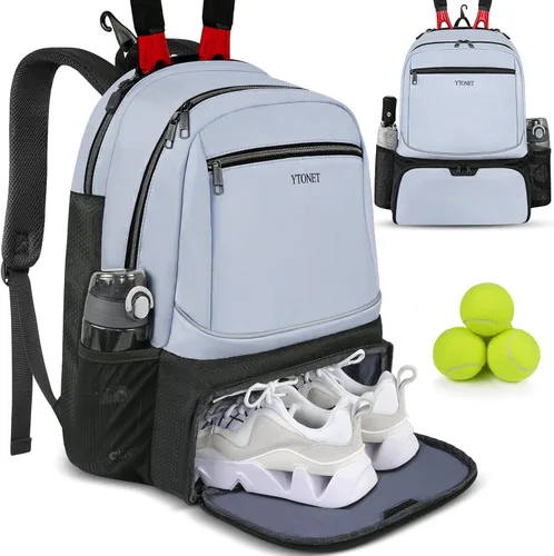 Vista 11 de Ytonet Tennis Bag Tennis Backpack for Women Men 2 Rackets with Insulated Pocket Ventilated Shoe Compartment