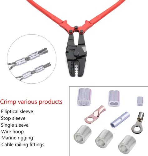 Vista 2 de HTTMT - Herramienta de prensado de cuerda de alambre 24" Hand Swager Crimper Compatible con mangas de aluminio de cobre de 116"- 316" PN