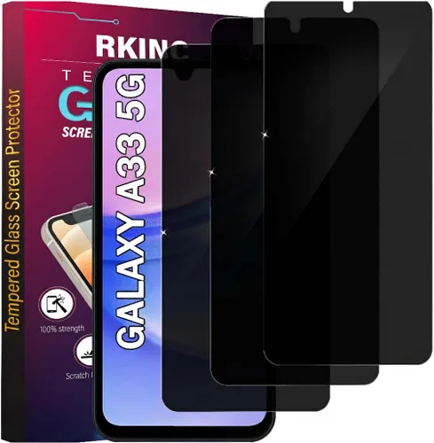 Vista 12 de RKINC Protector de pantalla [paquete de 3] para Samsung Galaxy A13 4G/5G, protector de pantalla de vidrio templado de privacidad, antiespía