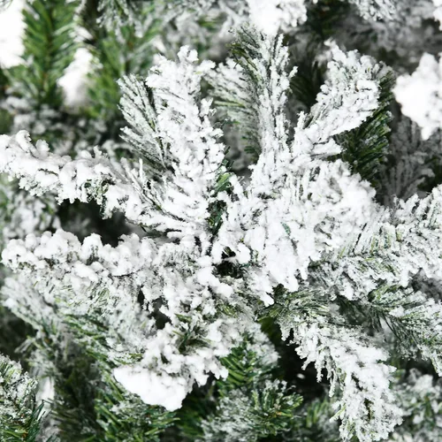 Vista 8 de HOMCOM Árbol de Navidad artificial de pino flocado de nieve sin luz de 9 pies de alto con ramas realistas, verde
