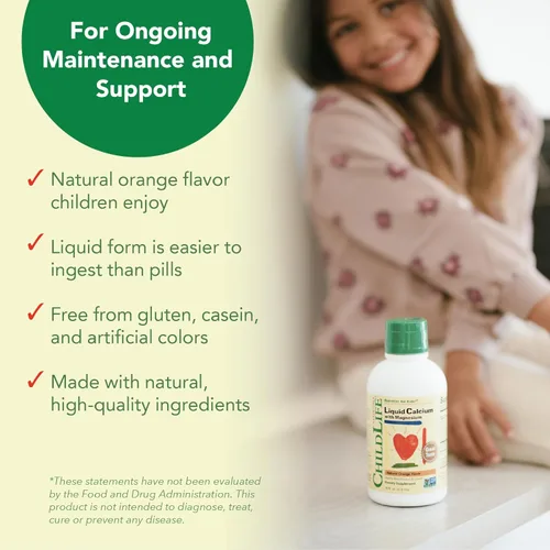 Vista 6 de Calcio/Magnesio líquido de Child Life, sabor natural a naranja, botella de plástico de 16 fl -, LCM2, 16 onza, Default, 1, 1