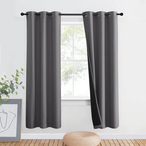 Vista 160 de NICETOWN Cortinas 100 % opacas con aislamiento térmico, panel de cortina deslizante de rendimiento que reduce el ruido con forro negro, bloqueo