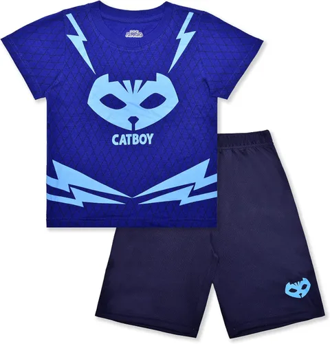 PJ Masks Conjunto de camiseta gráfica Catboy de 2 piezas para niño y pantalón corto con cinta