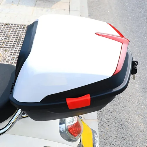 Vista 2 de Maletero trasero para motocicleta, impermeable, gran capacidad, universal, caja trasera (blanco)