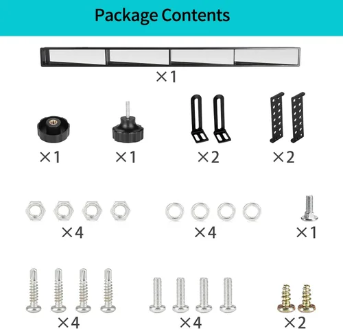 Vista 7 de 10L0L Espejo universal para carrito de golf de 4 paneles para Yamaha EZGO Club Car, elimina puntos ciegos Espejo retrovisor gran angular