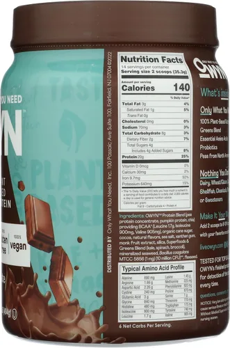 Vista 7 de OWYN Only What You Need Proteína en polvo a base de plantas, chocolate negro, 1.17 libras