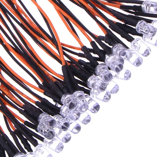 Vista 10 de 35 luces LED blancas precableadas de 0.197 in, diodos LED ultrabrillantes de 12 V y 0.197 in, resistencia integrada para proyectos de bricolaje