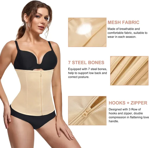 Vista 4 de MERYOSZ Corsé moldeador de cintura para mujer con cremallera para control de abdomen