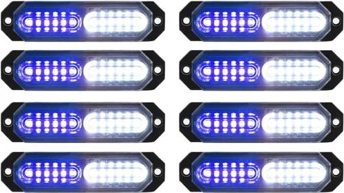 Vista 14 de ASPL 8 luces estroboscópicas ultra delgadas de 12 LED para montaje en superficie, luces estroboscópicas intermitentes para camión, automóvil