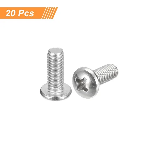 Vista 3 de uxcell Tornillos de máquina de cabeza redonda #10-32x1/2, tornillo de acero inoxidable 304 18-8, accionamiento Phillips, totalmente roscado, acabado