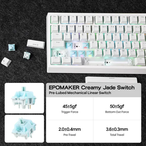 Vista 7 de EPOMAKER Teclado mecánico para juegos G84 80% RGB, teclado inalámbrico tipo CBT de 2.4 GHz, programable QMKVIA, intercambiable en caliente, NKRO