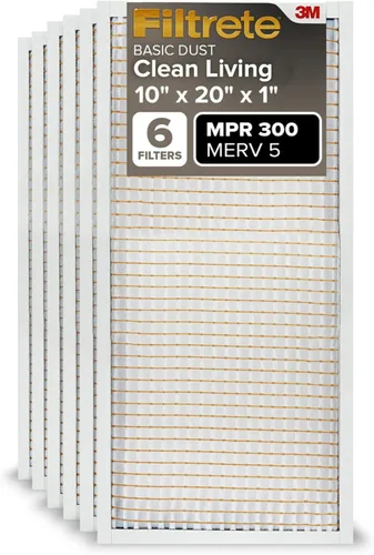 Filtrete Filtro de aire de 10 x 20 x 1 pulgadas, MPR 300, MERV 5, plisado, 3 meses, 6 filtros para limpiar el aire del hogar, básico, para polvo, 1