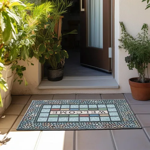 Vista 2 de CHICHIC Tapete de entrada rectangular para puerta grande de 18 x 30 pulgadas, tapete de entrada para áreas de alto tráfico, tapete para puerta