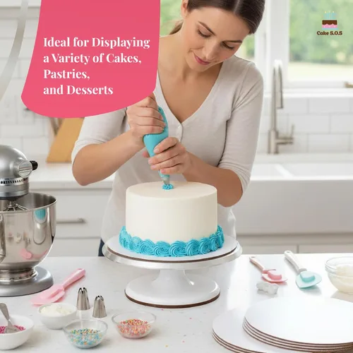 Vista 4 de Tablero redondo blanco de 14 pulgadas, encerado, a prueba de grasa, desechable, base corrugada, cartón, paquete de 12