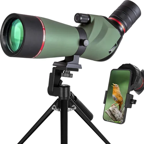 Vista 8 de Gosky Alcance de Observación HD 20-60x80mm con Trípode y Adaptador para Smartphone, Alcance de Observación con Prisma BAK 4 para Observación