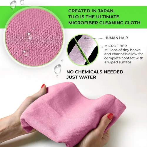 Vista 6 de TILO - Paño de limpieza de microfibra, 19 x 13 pulgadas, ultraabsorbente, sin rayas, sin pelusas, paño de pulido reutilizable para polvo, grasa, Rosa