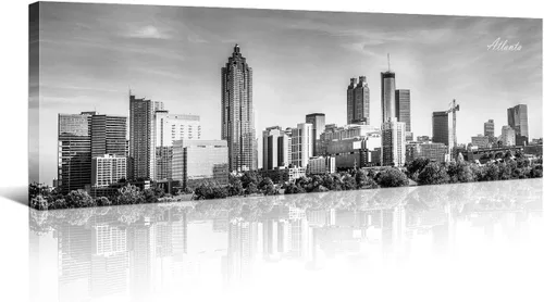 Vista 62 de Atlanta Skyline - Arte de pared para sala de estar, lienzo de paisaje urbano, decoración moderna para el hogar, imágenes panorámicas, edificio
