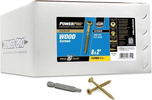 Power Pro Tornillos de madera para exteriores de alta calidad, tornillos de cubierta multiusos #8 x 2 pulgadas para proyectos al aire libre, broca