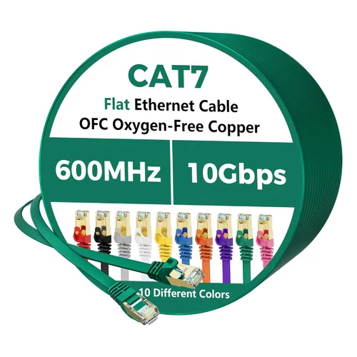 Vista 25 de Cable Ethernet Cat 7 de 30 pies, cable de Internet de alta velocidad de 10 Gbps, blindado SFTP, cobre puro OFC, cable de red LAN RJ45 CAT7