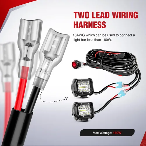Vista 7 de Nilight Kit de luces LED RGB (4 cápsulas) y kit de arnés de cableado de barra de luz LED NI-WA 06