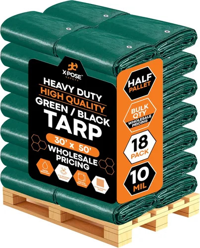 Vista 56 de Lona de polietileno resistente – 6 x 8 pies – 0.394 in de grosor impermeable, cubierta protectora de bloqueo UV – reversible plata y negro