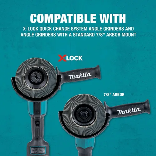 Vista 6 de Makita T-03931 X-Lock 4‑1/2" 60 Grit Type 27 Disco plano de mezcla y acabado para X-Lock y todas las amoladoras de eje de 7/8