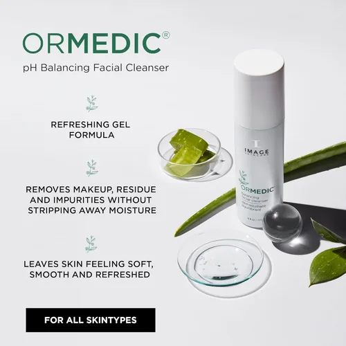 Vista 3 de IMAGE Skincare, ORMEDIC Limpiador facial equilibrante de pH, espuma suave e hidratante con aloe vera, 1.7 onzas líquidas