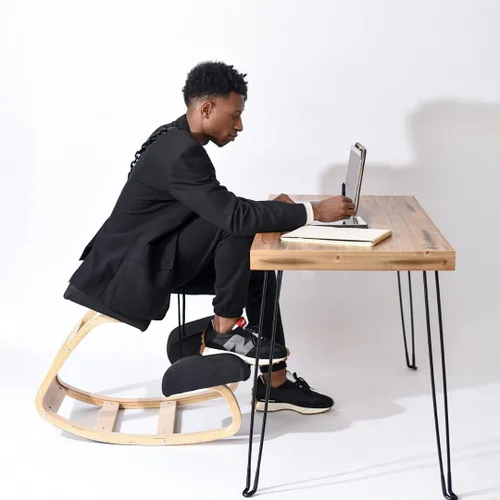 Vista 3 de Sleekform Escritorio de mesa plegable de madera y silla ergonómica arrodillada