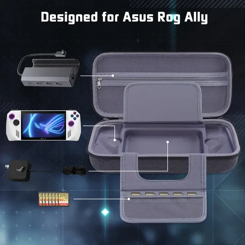 Vista 3 de HESPLUS Hard Carrying Case for ASUS Rog Ally ROG ALLY X 7 inch 120Hz Gaming Handheld, Game Console Travel Case Storage Bag with Large Space for