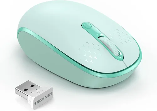 Vista 12 de Tecknet Mouse inalámbrico, mouse silencioso de 2.4 GHz con receptor USB, 4 botones, portátil, inalámbrico, para Chromebook, laptop, computadora