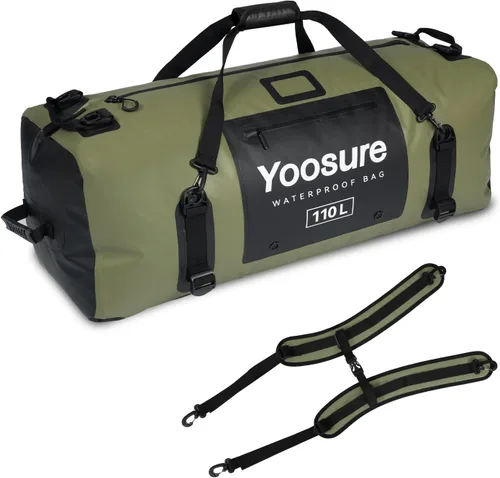 Vista 12 de Bolsa de lona impermeable de 110 litros, bolsa seca marina con PVC 700D y cremallera hermética, bolsa de lona extragrande para camping, rafting